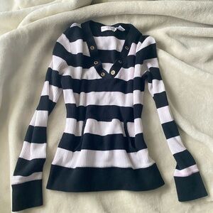Black and White Striped Women's Top